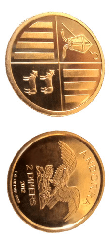 Moneda De Oro 24 Karat 1 Gr. Andora 2 Dinar 2012 Muy Escaso