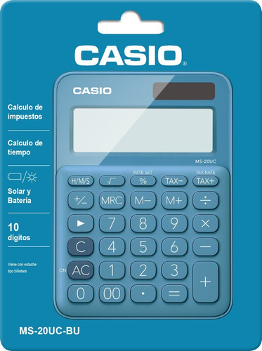 Imagen 3 de 7 de Calculadora De Escritorio Casio Ms-20uc-bu, 12dig, Solar