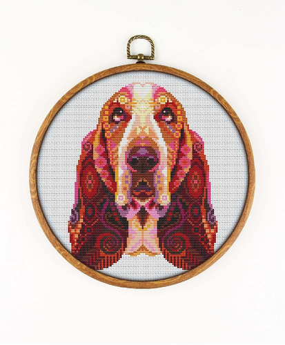 Basset Hound K748 Punto Cruz 4 Esquema Impreso Interior.