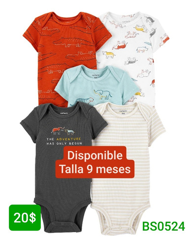 Set De 5 Bodys Talla 9 Meses Bs0524