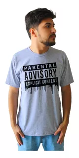 Camiseta Masculina Parental Advisory Explicit Content Musica