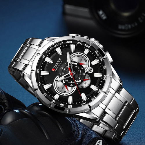 Reloj Con Esfera Negra Plateada Curren 8363 Para Hombre Homb