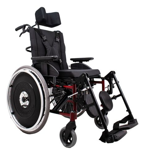 Cadeira De Rodas Ma3r Alumínio Reclinável Vermelha Ortomobil Cor Vermelho 44cm