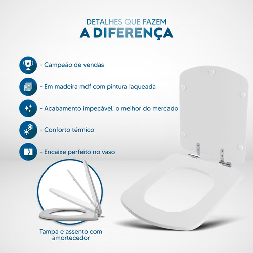 Assento Sanitário Com Amortecedor Lirio Branco Para Fiori