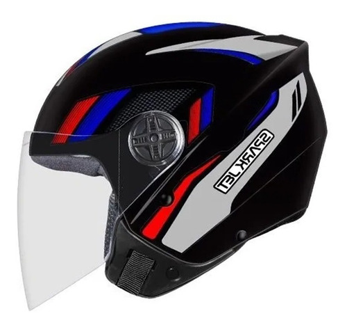 Capacete Ebf Spark Jet Aberto Speed Preto E Azul Brilhante