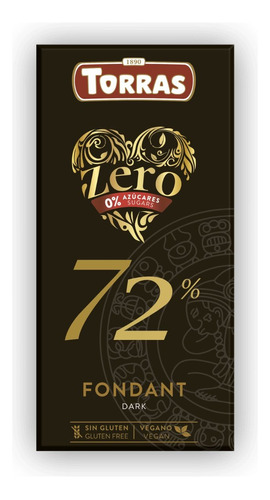 Torra Zero Chocolate 72% Cacao Sin Azucar 100g Andina Grains