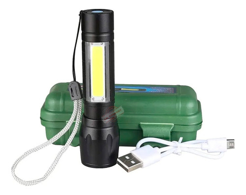 Lampara Tactica Usb Recargable Luz Led Linterna Zoom 9574 N*