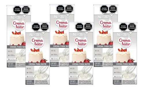 Caja De 6 Crema Para Batir Nestlé 950 Ml Whipping Cream Crem