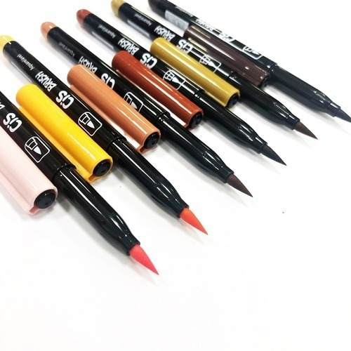 Caneta Brush Pen Cis Pincel Aquarelável Tons De Pele 6 Cores