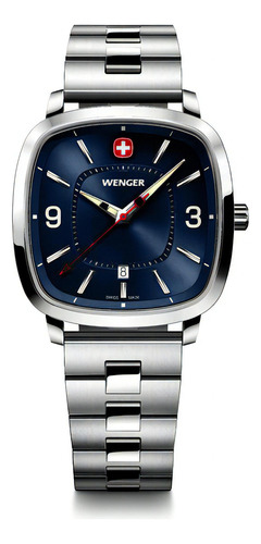 Wenger Reloj Vintage Sport, Azul, Acero Inoxidable Color De La Correa Plateado Color Del Bisel Plateado Color Del Fondo Azul
