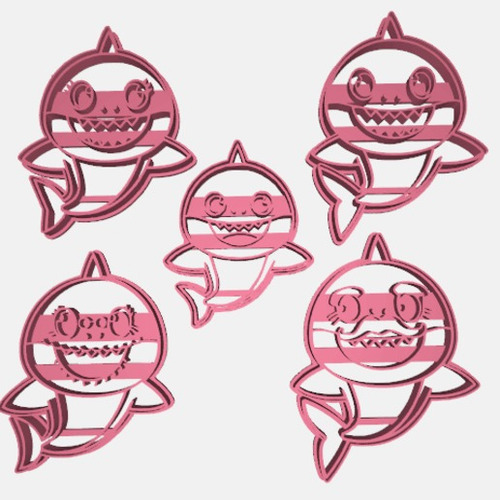 Imagem 1 de 9 de Cortador De Pasta Americana Baby Shark 5 Peças Barato