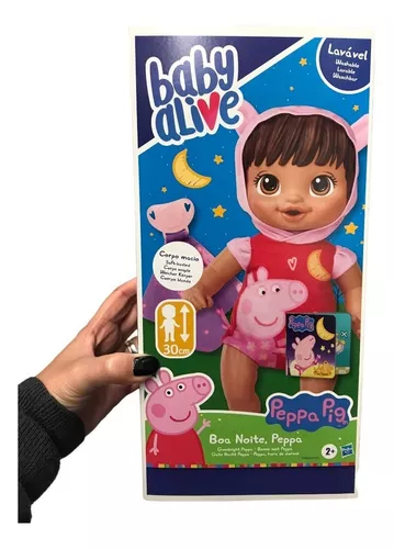 Boneca Baby Alive Boa Noite Peppa Pig Roupa De Dormir Morena