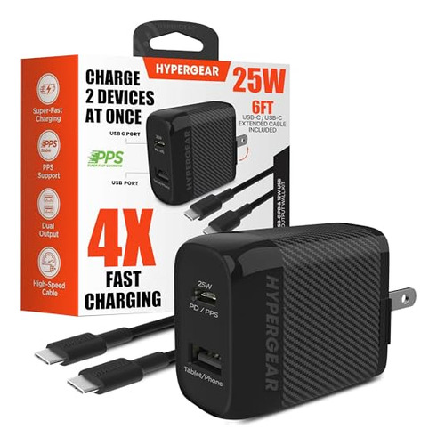 Cargador Rápido Usb C De 25 W Pd Y 12 W Tipo C Con Cable De