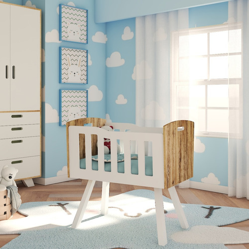 Cuna Colecho 80x50 Baranda Deslizable Cuarto Bebe - Grim