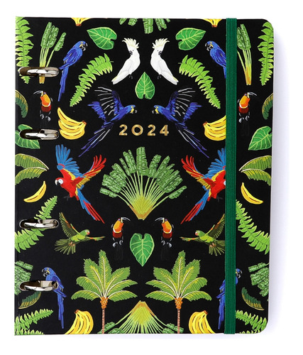 Agenda Planner 2024 Cícero Argolado Semanal Notas A5 Cor da capa Pássaros/Floresta Tropical Preto