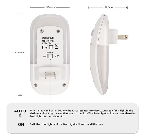 Luz Nocturna Led Sensky Con Sensor De Movimiento 110v