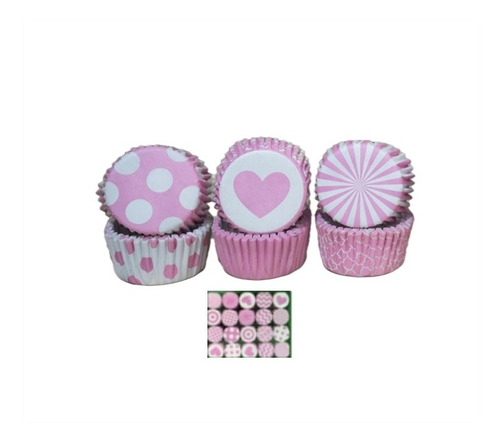 Pirotin Cupcake Nº8 Surtido Rosa Caja X1000 - Cotillón Waf