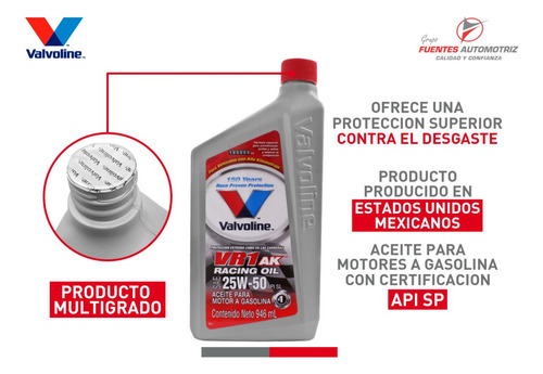 Kit 2 Litros Aceite Motor Multigrado 25w50 Valvoline