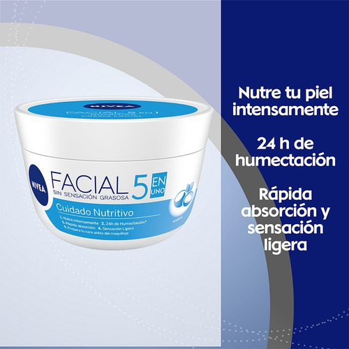 Imagen 6 de 7 de Crema Facial Nivea Cuidado Nutritivo 5 En Uno 50 Ml 12 Unds