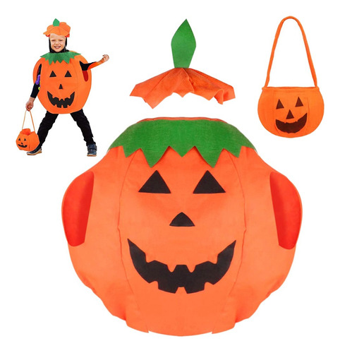 Disfraz De Calabaza Para Niños Halloween Y Cosplay Con Bolsa