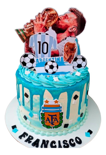 Topper Cake Torta Mundial Messi Cumpleaños