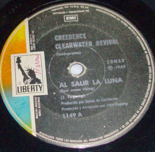 Creedence - Al Salir La Luna / Lodi _ Vinilo Simple 1969 