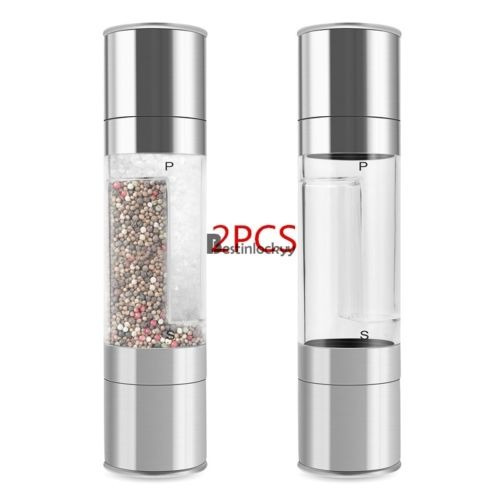 2 X Gran Capacidad Twist Acero Inox Sal Pimienta Molinillo E