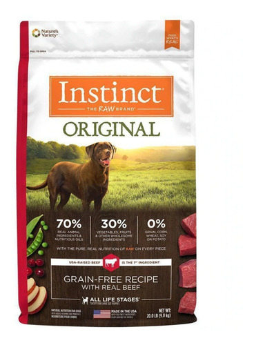 Imagen 1 de 6 de Croquetas Instinct Original Res 9 Kg Para Perros