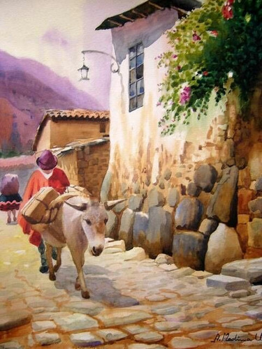 Cuadro Al Oleo Paisaje Andino.pinturas Para Sala Hogar