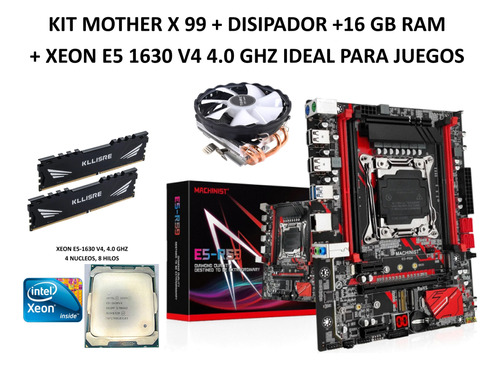 Kit Gamer Machinist+xeon 1630v4+16gbram+ssd M2+disipador New