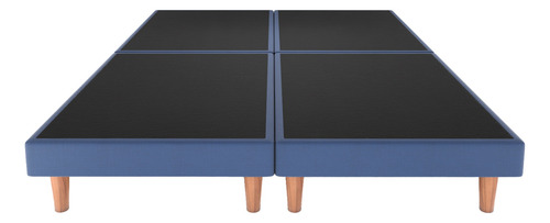 Recamara Base Cama Box Cabecera Praga Azul Queen Size