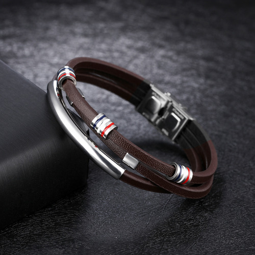 Pulsera De Cuero Tejida A Mano Multicapa, Estilo S Coreano1
