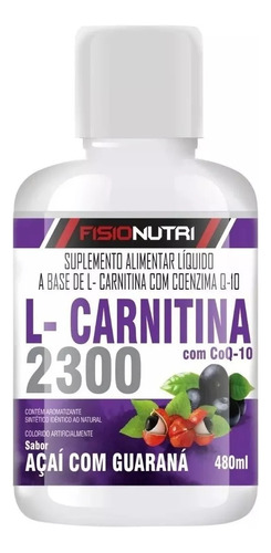 L-carnitina 2300mg Queimador De Gordura Thermo - Fisio Nutri Sabor Açaí C/ Guaraná