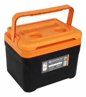 Hielera Hartplas Orizaba Capacidad 13qt, 12 Lit Rectangular Color Negro - Naranja