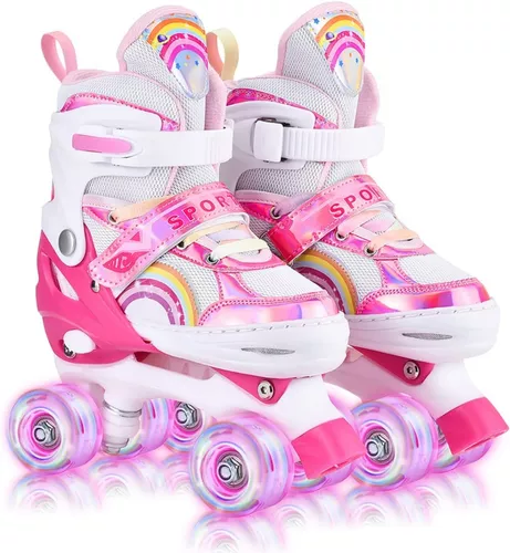 Patines en línea para niños y niñas, principiantes, tamaño ajustable de 4  tamaños con ruedas iluminadas para niños.