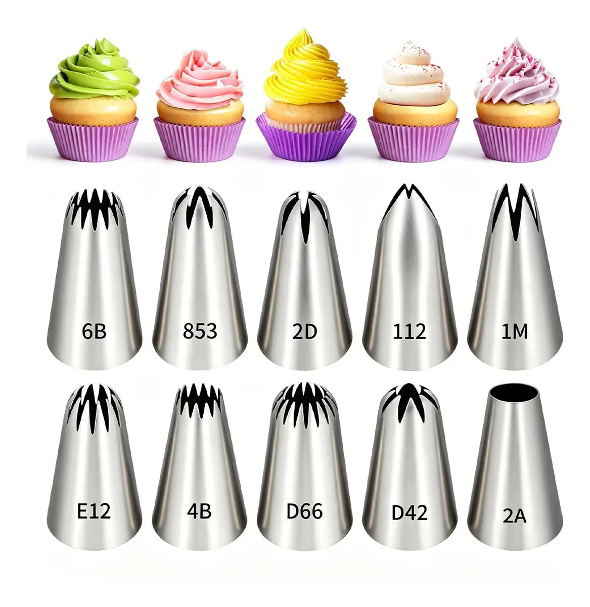Duyas Grandes Jumbo Para Pasteles 10 Piezas Acero Inoxidable Modelos 1M 2D 6B 4B 853 112 Boquillas Para Repostería