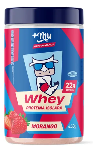 Whey Protein Isolado +Mu Morango 450g 22g Proteína Sem Glúten