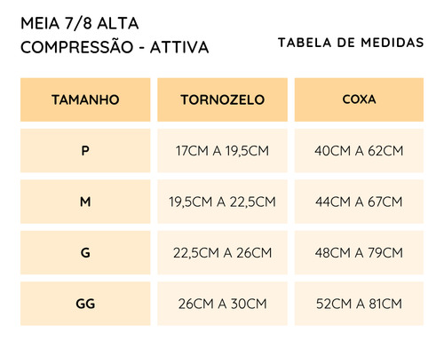 Meia Coxa 7/8 Compressão 18-21mmhg Sigvaris Attiva Preta M