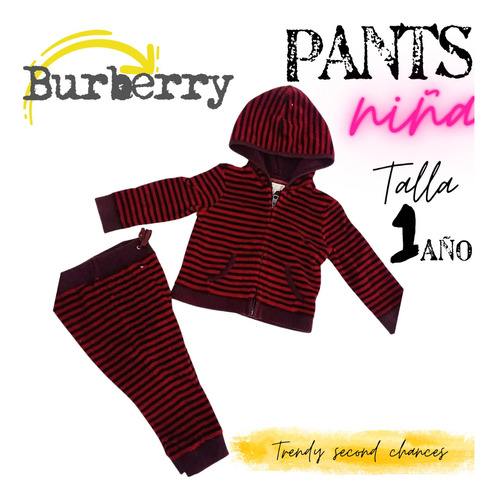 Pants Burberry Bebe Rayado Rojo 2 Piezas. La Segunda Bazar