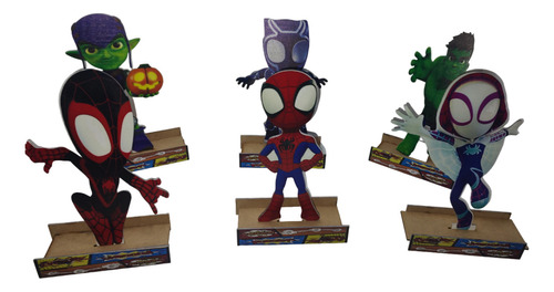 Personajes Spidey Y Sus Amigos 10 Pzs Madera Mdf