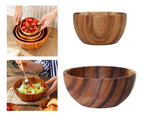 2pieces Wooden Serving Snacks Mixing Bowl Fruit Bowls Eating