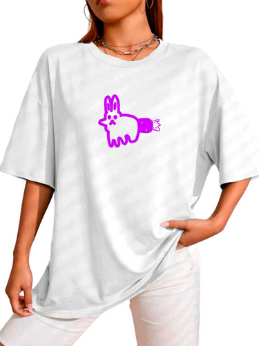 Camiseta Oversized Aesthetic Swag Minimalista Básica Coelho