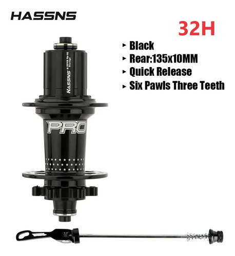 Maza Trasera Hassns Pro7 32h 6 Trinquete Supertronadora Negro