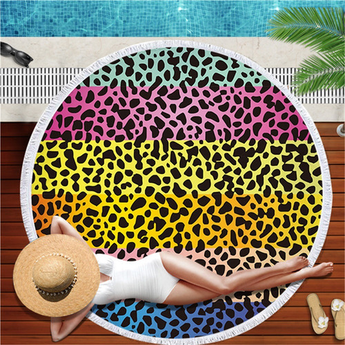 Toalla De Playa Con Estampado Leopardo, Toalla De Microfibra