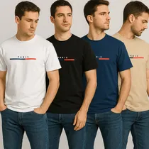 Comprar Kit 4 Camisetas Masculinas Paris Luxo 100% Algodão Peruana