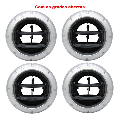 Kit 4 Difusores Grades Saída Do Ar Ecosport 2007-2012 Prata