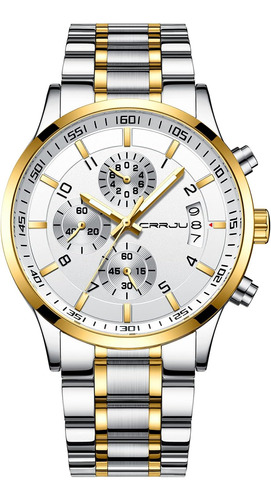 Reloj Para Hombre Crrju/blanco Oro