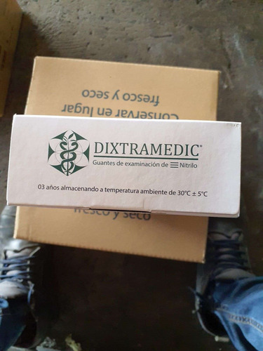 Guantes De Nítrilo, Dixtramedic, Caja Con 100, Texturizados Azul Hospitalario Ch