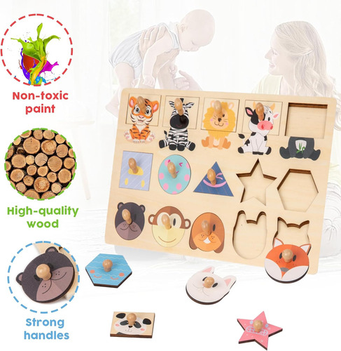 Adena Montessori Rompecabezas De Animales Y Formas A Juego P