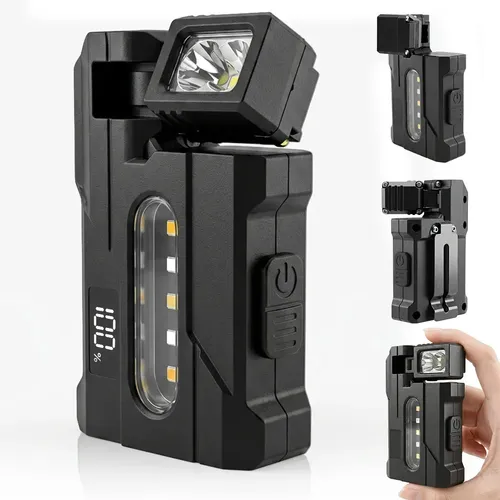 HUTIIRICH Lámpara Táctica Con Imán Y Luz Led Smd Linterna Led Llavero Multiusos 180° Rotación Táctica Lampara 7 Modos Recargable Portátil Lamparas Tacticas Para Campamento Táctica Lampara De Caza Led
